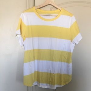 Yellow and white striped T-shirt